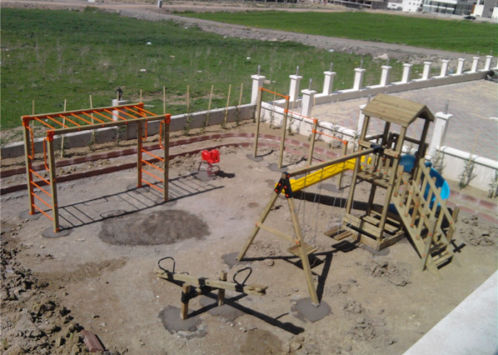 Tek Kuleli Çift Kaydıraklı Ahşap Çocuk Parkı AGÇP 02